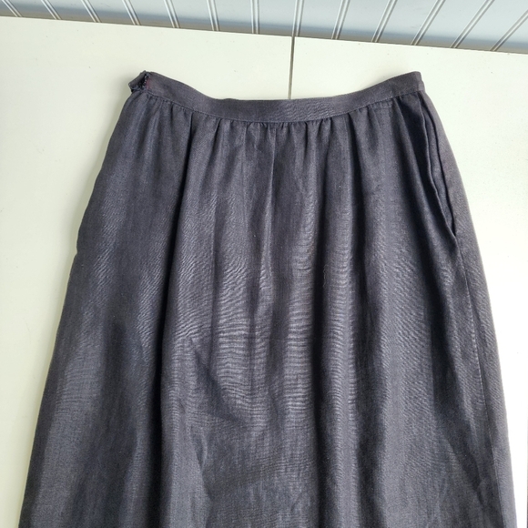 Vtg Women's Linen Midi Skirt ILGWU Black Side Zip USA Sz 12 - Picture 13 of 13